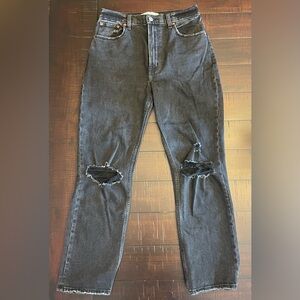 Abercrombie black ankle straight high rise jeans (size 26 or 2 regular)
